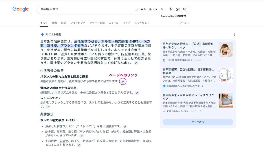 AI Overviewの検索結果